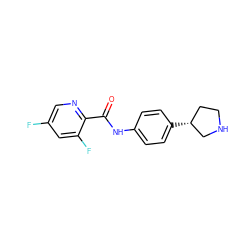 O=C(Nc1ccc([C@@H]2CCNC2)cc1)c1ncc(F)cc1F ZINC000117723113