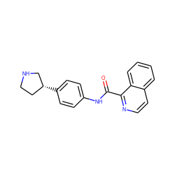 O=C(Nc1ccc([C@@H]2CCNC2)cc1)c1nccc2ccccc12 ZINC000117720704