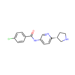 O=C(Nc1ccc([C@@H]2CCNC2)nc1)c1ccc(Cl)cc1 ZINC000117724605