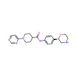 O=C(Nc1ccc([C@@H]2CNCCO2)cc1)C1CCN(c2ccncn2)CC1 ZINC000117734111