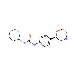 O=C(Nc1ccc([C@@H]2CNCCO2)cc1)NC1CCCCC1 ZINC000117722881