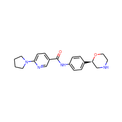 O=C(Nc1ccc([C@@H]2CNCCO2)cc1)c1ccc(N2CCCC2)nc1 ZINC000117722434