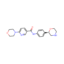 O=C(Nc1ccc([C@@H]2CNCCO2)cc1)c1ccc(N2CCOCC2)nc1 ZINC000117724493