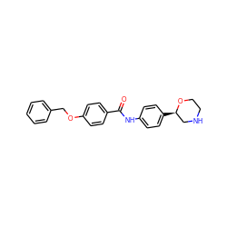 O=C(Nc1ccc([C@@H]2CNCCO2)cc1)c1ccc(OCc2ccccc2)cc1 ZINC000117725755