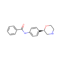 O=C(Nc1ccc([C@@H]2CNCCO2)cc1)c1ccccc1 ZINC000116176719