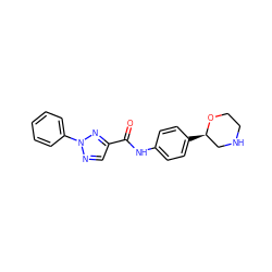 O=C(Nc1ccc([C@@H]2CNCCO2)cc1)c1cnn(-c2ccccc2)n1 ZINC000146707400