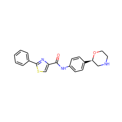 O=C(Nc1ccc([C@@H]2CNCCO2)cc1)c1csc(-c2ccccc2)n1 ZINC000117716350