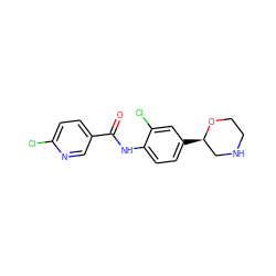 O=C(Nc1ccc([C@@H]2CNCCO2)cc1Cl)c1ccc(Cl)nc1 ZINC000149857072