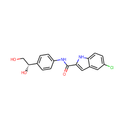 O=C(Nc1ccc([C@H](O)CO)cc1)c1cc2cc(Cl)ccc2[nH]1 ZINC000003819215