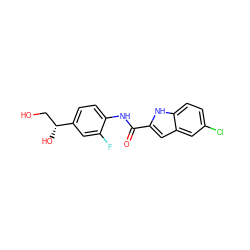 O=C(Nc1ccc([C@H](O)CO)cc1F)c1cc2cc(Cl)ccc2[nH]1 ZINC000040847729