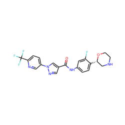 O=C(Nc1ccc([C@H]2CNCCO2)c(F)c1)c1cnn(-c2ccc(C(F)(F)F)nc2)c1 ZINC000149940727