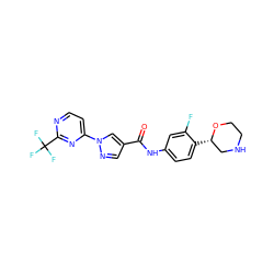 O=C(Nc1ccc([C@H]2CNCCO2)c(F)c1)c1cnn(-c2ccnc(C(F)(F)F)n2)c1 ZINC000149904918