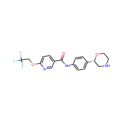 O=C(Nc1ccc([C@H]2CNCCO2)cc1)c1ccc(OCC(F)(F)F)nc1 ZINC000113977147