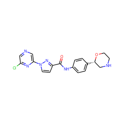 O=C(Nc1ccc([C@H]2CNCCO2)cc1)c1ccn(-c2cncc(Cl)n2)n1 ZINC000150217603