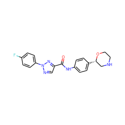 O=C(Nc1ccc([C@H]2CNCCO2)cc1)c1cnn(-c2ccc(F)cc2)n1 ZINC000146980597