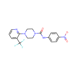 O=C(Nc1ccc([N+](=O)[O-])cc1)N1CCN(c2ncccc2C(F)(F)F)CC1 ZINC000013611980