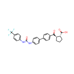 O=C(Nc1ccc(-c2ccc(C(=O)[C@@H]3CCC[C@H]3C(=O)O)cc2)cc1)Nc1ccc(C(F)(F)F)cc1 ZINC000014974420