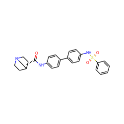 O=C(Nc1ccc(-c2ccc(NS(=O)(=O)c3ccccc3)cc2)cc1)[C@H]1CN2CCC1CC2 ZINC000006745739