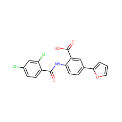 O=C(Nc1ccc(-c2ccco2)cc1C(=O)O)c1ccc(Cl)cc1Cl ZINC000012358148