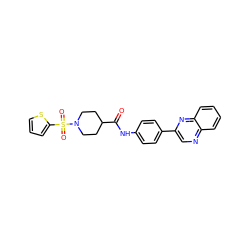 O=C(Nc1ccc(-c2cnc3ccccc3n2)cc1)C1CCN(S(=O)(=O)c2cccs2)CC1 ZINC000040834923