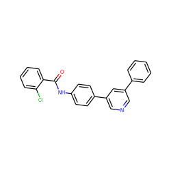 O=C(Nc1ccc(-c2cncc(-c3ccccc3)c2)cc1)c1ccccc1Cl ZINC000072183051