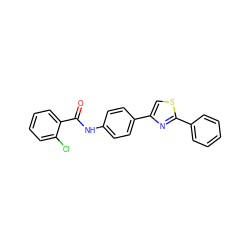 O=C(Nc1ccc(-c2csc(-c3ccccc3)n2)cc1)c1ccccc1Cl ZINC000002957171