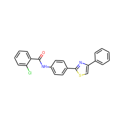 O=C(Nc1ccc(-c2nc(-c3ccccc3)cs2)cc1)c1ccccc1Cl ZINC000072182381