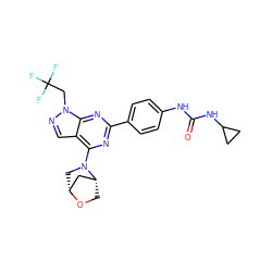 O=C(Nc1ccc(-c2nc(N3C[C@@H]4C[C@H]3CO4)c3cnn(CC(F)(F)F)c3n2)cc1)NC1CC1 ZINC000045298824