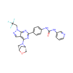 O=C(Nc1ccc(-c2nc(N3C[C@@H]4C[C@H]3CO4)c3cnn(CC(F)(F)F)c3n2)cc1)Nc1cccnc1 ZINC000045291276