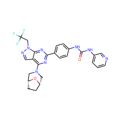 O=C(Nc1ccc(-c2nc(N3C[C@@H]4CC[C@H](C3)O4)c3cnn(CC(F)(F)F)c3n2)cc1)Nc1cccnc1 ZINC000049709338