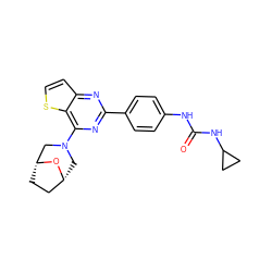 O=C(Nc1ccc(-c2nc(N3C[C@@H]4CC[C@H](C3)O4)c3sccc3n2)cc1)NC1CC1 ZINC000045349023