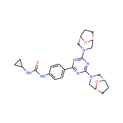 O=C(Nc1ccc(-c2nc(N3C[C@@H]4CC[C@H](C3)O4)nc(N3C[C@@H]4CC[C@H](C3)O4)n2)cc1)NC1CC1 ZINC000058523784