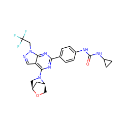 O=C(Nc1ccc(-c2nc(N3C[C@H]4C[C@@H]3CO4)c3cnn(CC(F)(F)F)c3n2)cc1)NC1CC1 ZINC000045289022