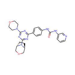 O=C(Nc1ccc(-c2nc(N3CCOCC3)nc(N3[C@H]4CC[C@H]3COC4)n2)cc1)Nc1cccnc1 ZINC000101366772