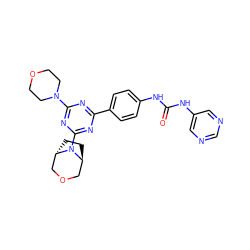 O=C(Nc1ccc(-c2nc(N3CCOCC3)nc(N3[C@H]4CC[C@H]3COC4)n2)cc1)Nc1cncnc1 ZINC000101366795