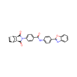 O=C(Nc1ccc(-c2nc3ccccc3o2)cc1)c1ccc(N2C(=O)[C@H]3[C@H]4C=C[C@@H](C4)[C@H]3C2=O)cc1 ZINC000100516133