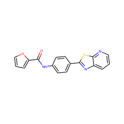 O=C(Nc1ccc(-c2nc3cccnc3s2)cc1)c1ccco1 ZINC000002961306