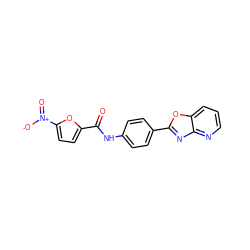 O=C(Nc1ccc(-c2nc3ncccc3o2)cc1)c1ccc([N+](=O)[O-])o1 ZINC000000830412