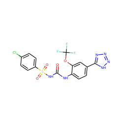 O=C(Nc1ccc(-c2nnn[nH]2)cc1OC(F)(F)F)NS(=O)(=O)c1ccc(Cl)cc1 ZINC000013673956