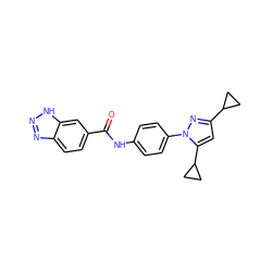 O=C(Nc1ccc(-n2nc(C3CC3)cc2C2CC2)cc1)c1ccc2nn[nH]c2c1 ZINC000117456684