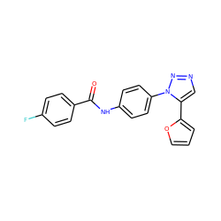 O=C(Nc1ccc(-n2nncc2-c2ccco2)cc1)c1ccc(F)cc1 ZINC000000425914