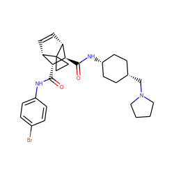 O=C(Nc1ccc(Br)cc1)[C@@H]1[C@@H]2C=C[C@H]([C@H]1C(=O)N[C@H]1CC[C@@H](CN3CCCC3)CC1)C21CC1 ZINC000653667727