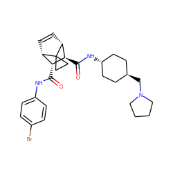 O=C(Nc1ccc(Br)cc1)[C@@H]1[C@@H]2C=C[C@H]([C@H]1C(=O)N[C@H]1CC[C@H](CN3CCCC3)CC1)C21CC1 ZINC000653673700