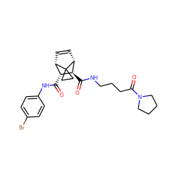 O=C(Nc1ccc(Br)cc1)[C@@H]1[C@@H]2C=C[C@H]([C@H]1C(=O)NCCCC(=O)N1CCCC1)C21CC1 ZINC000168375896