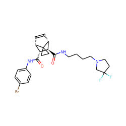 O=C(Nc1ccc(Br)cc1)[C@@H]1[C@@H]2C=C[C@H]([C@H]1C(=O)NCCCCN1CCC(F)(F)C1)C21CC1 ZINC000168393234