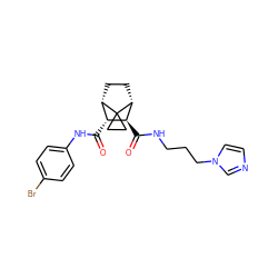 O=C(Nc1ccc(Br)cc1)[C@@H]1[C@@H]2CC[C@H]([C@H]1C(=O)NCCCn1ccnc1)C21CC1 ZINC000168406448