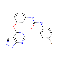 O=C(Nc1ccc(Br)cc1)Nc1cccc(Oc2ncnc3[nH]ncc23)c1 ZINC000095589045