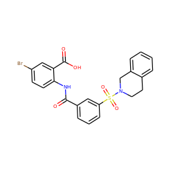 O=C(Nc1ccc(Br)cc1C(=O)O)c1cccc(S(=O)(=O)N2CCc3ccccc3C2)c1 ZINC000040423329