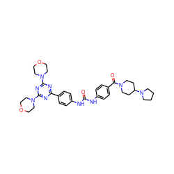 O=C(Nc1ccc(C(=O)N2CCC(N3CCCC3)CC2)cc1)Nc1ccc(-c2nc(N3CCOCC3)nc(N3CCOCC3)n2)cc1 ZINC000049757393