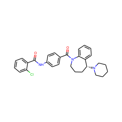 O=C(Nc1ccc(C(=O)N2CCC[C@@H](N3CCCCC3)c3ccccc32)cc1)c1ccccc1Cl ZINC000013758007